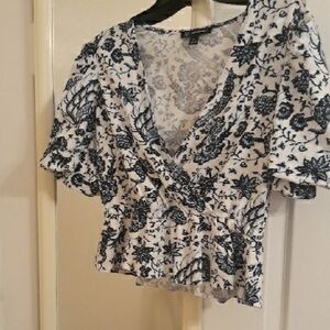 INC International Concepts Navy Floral Blouse